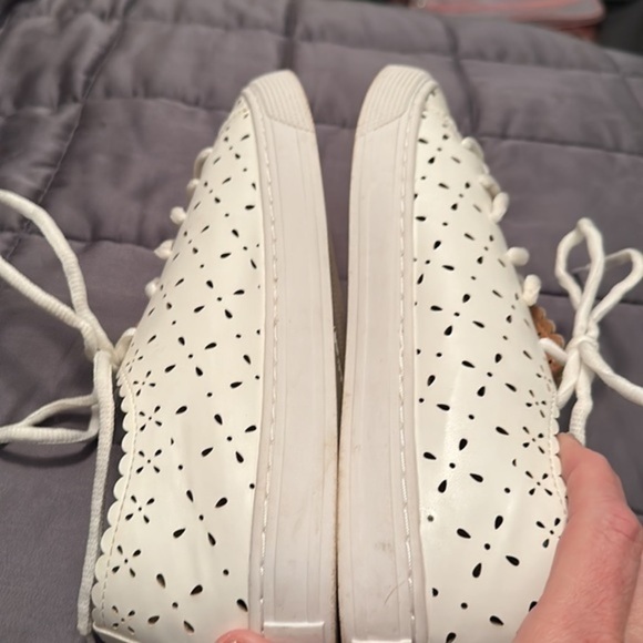 Torrid Sneakers Faux Leather White Laser Cut Design in EUC. Size 9W. - Picture 7 of 8